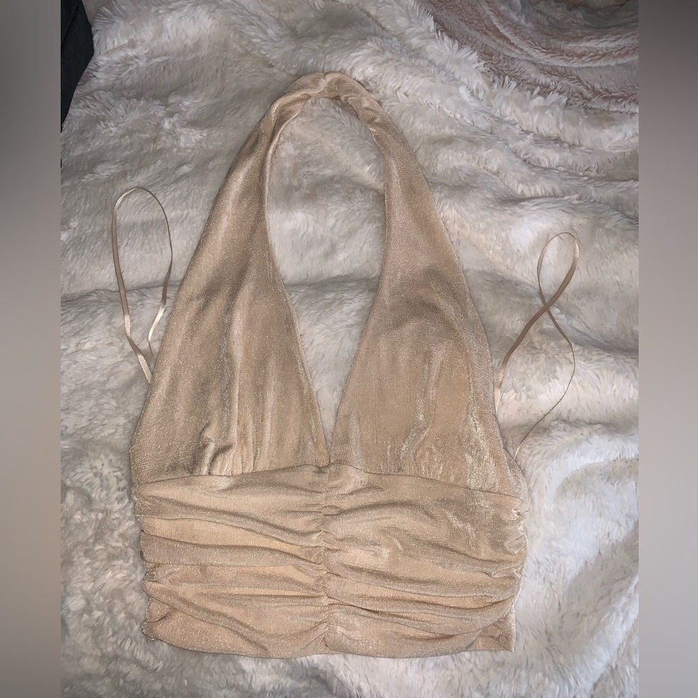 Mixed Threads Gold Backless Halter L - image 1